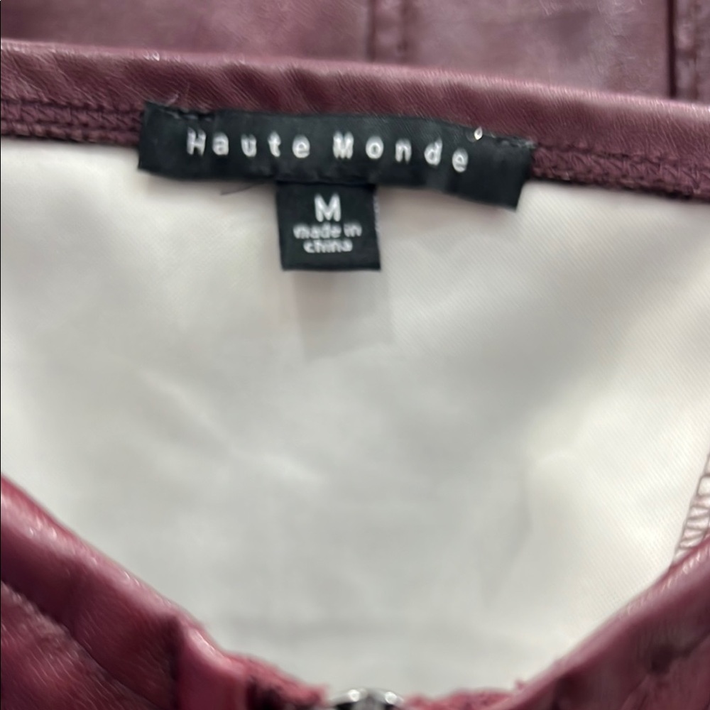 2 piece faux leather skirt and top. Burgundy. Like new, never worn. Size medium. - Picture 3 of 4